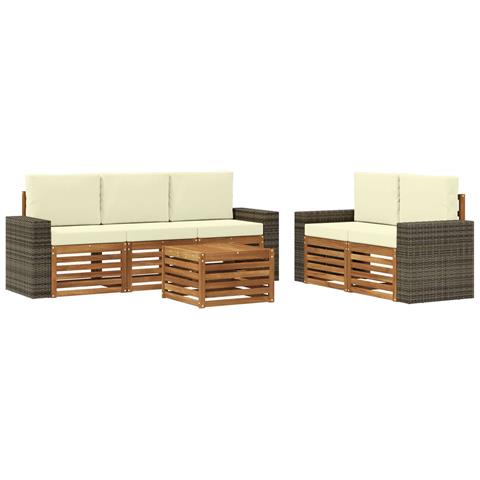Set divani con cuscino 6 pcs Legno di Acacia Massello - Foto 1
