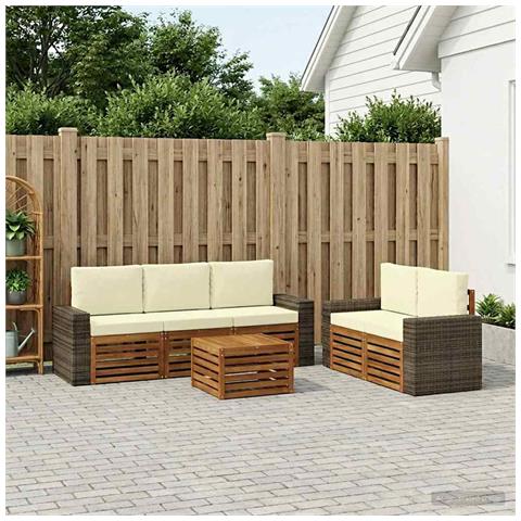Set divani con cuscino 6 pcs Legno di Acacia Massello - Foto 2