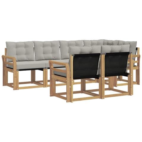 Set di divani da esterno 7 pcs Bianco e Grigio Chiaro - Foto 1