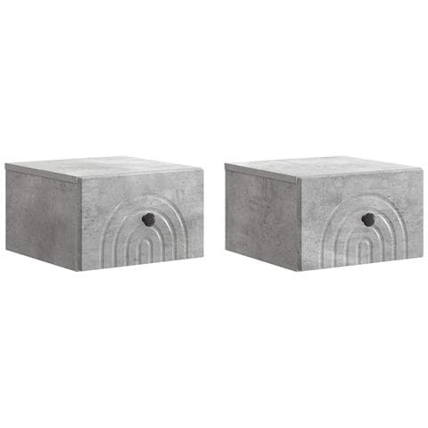 Mobiletto da notte a muro con cassetto 2 pcs Grigio Cemento - Foto 1