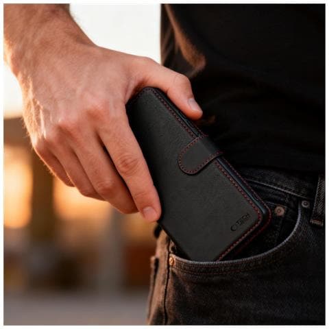 Custodia-portafoglio Samsung Galaxy A57 5g, Nera E Rossa, Tech-protect - Foto 1