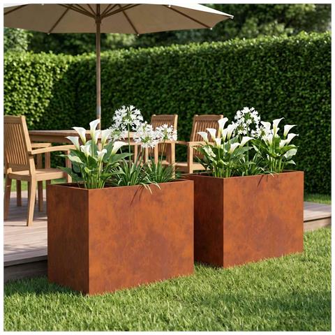Vaso da giardino 2 pz Ruggine 50 x 40 x 50 cm Acciaio Corten - Foto 2