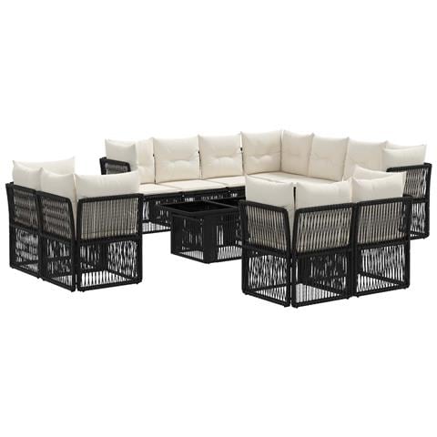 Set Divano da Giardino 12 pz Nero polyrattan - Foto 1