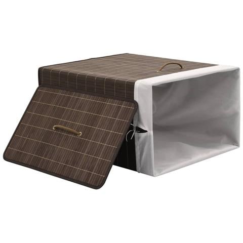 Cesto Biancheria In Bamboo Rettangolare Marrone - Foto 2