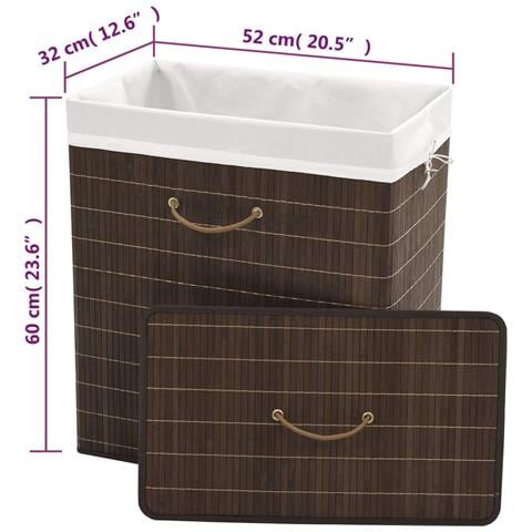 Cesto Biancheria In Bamboo Rettangolare Marrone - Foto 8