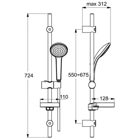 Asta Doccia 3 Getti Ideal Standard Idealrain B9419aa, Cromo - Foto 2