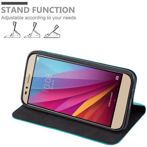 Cadorabo Custodia Compatibile Con Honor 5x / Play 5x / Huawei Gr5 In Turchese Petrolio - Coperchio Protettiva Con Chiusura Magnetica, Funzione Stand E Tasca Per Le Carte - Foto 2