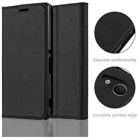 Custodia Compatibile Con Sony Xperia M4 Aqua In Nero Di Notte - Coperchio Protettiva Con Chiusura Magnetica, Funzione Stand E Tasca Per Le Carte - Foto 2