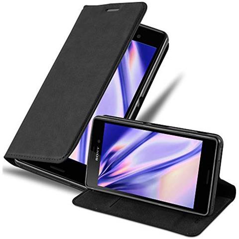 Custodia Compatibile Con Sony Xperia M4 Aqua In Nero Di Notte - Coperchio Protettiva Con Chiusura Magnetica, Funzione Stand E Tasca Per Le Carte - Foto 1
