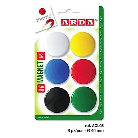 Conf. 6 Bottoni Magnetici Con Copertura In Plastica D. 40 Mm Colori Assortiti - Foto 1