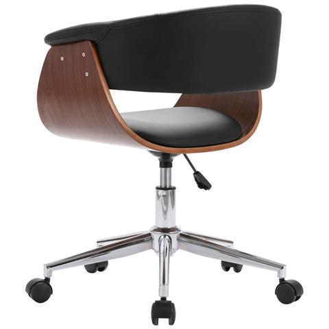 Sedia Da Ufficio Girevole Nera In Legno Piegato E Similpelle - Foto 2