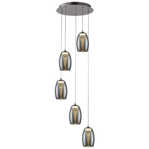 Sospensione A Soffitto A Goccia A Grappolo In Cristallo Con 5 Luci Integrate A Led - Foto 7