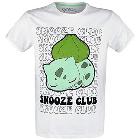Bulbasaur - Snooze Club Uomo T-shirt Bianco S 100% Cotone Regular - Foto 1