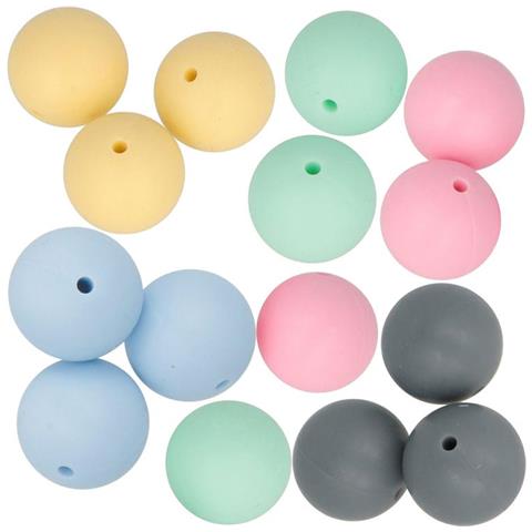 15 Perle Di Silicone Rotonde 15 Mm - Multicolore - Foto 1