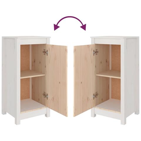 Credenza Bianca 39x35x80 cm in Legno Massello di Pino - Foto 8