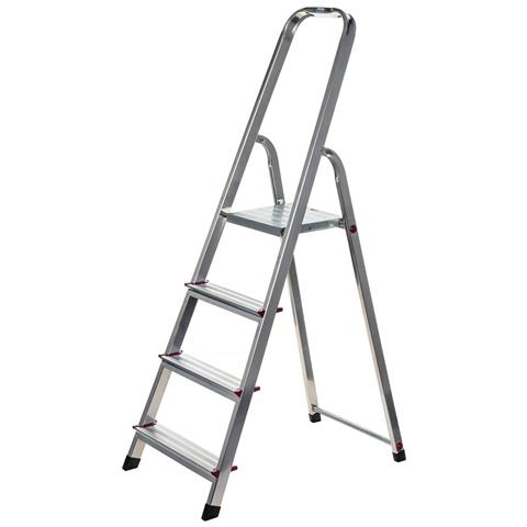 Scala Pieghevole A 4 Scalini Krause 000705 Argentato Alluminio - Foto 1