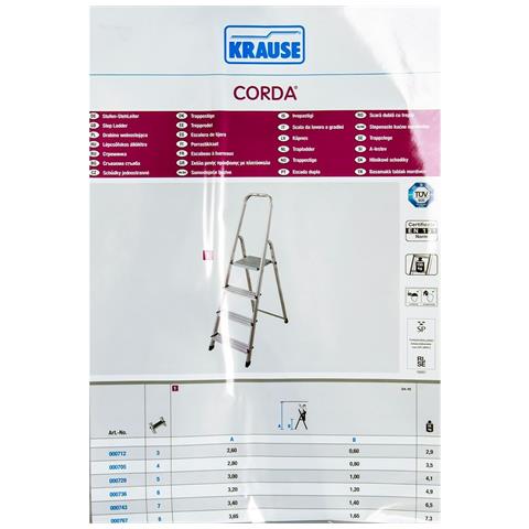 Scala Pieghevole A 4 Scalini Krause 000705 Argentato Alluminio - Foto 2