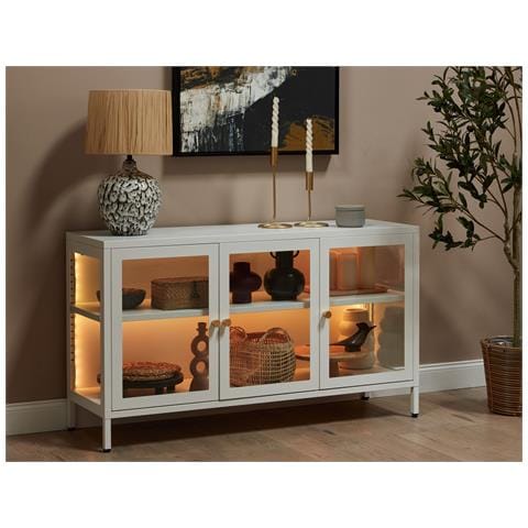 Credenza Con Luci Led Metallo Bianco Newport - Foto 1