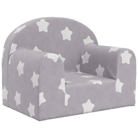 Divano Per Bambini Grigio Chiaro Con Stelle In Morbido Peluche - Foto 1