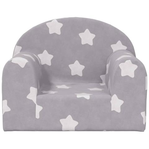 Divano Per Bambini Grigio Chiaro Con Stelle In Morbido Peluche - Foto 2