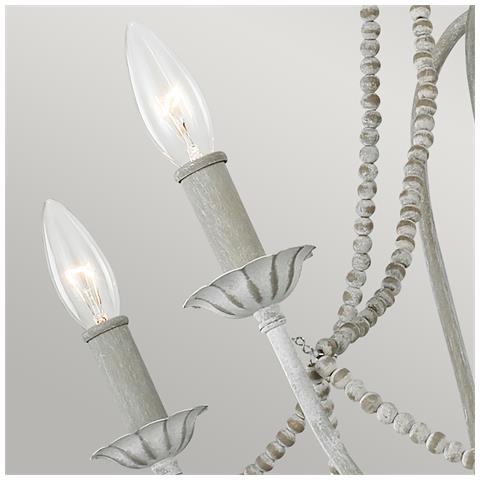 Lampadario Classico Maryville Acciaio Grigio Slavato Legno 6 Luci E14 - Foto 5