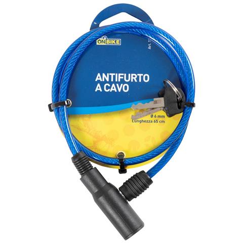 Antifurto A Cavo Per Bicicletta In Acciaio Blu - Dimetro 6 Millimetri E Lunghezza 650 Millimetri - Foto 2