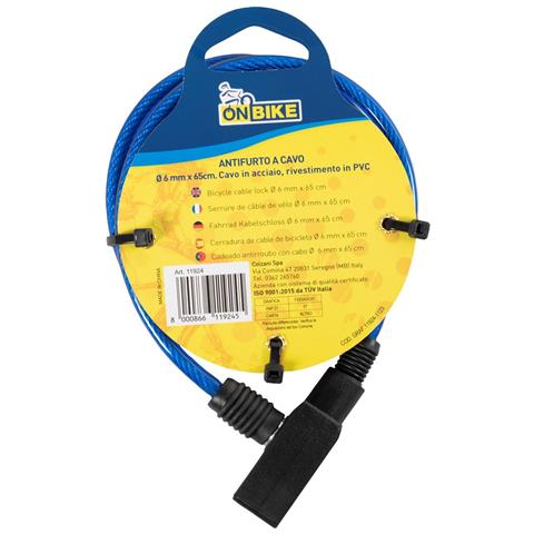 Antifurto A Cavo Per Bicicletta In Acciaio Blu - Dimetro 6 Millimetri E Lunghezza 650 Millimetri - Foto 3