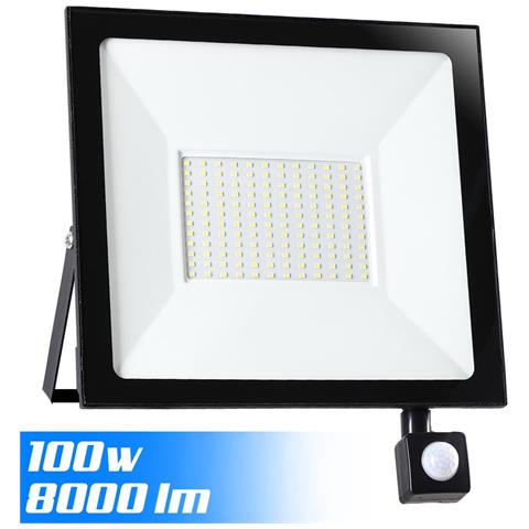 Faro LED 100W Luce Alta Luminosita 8000lm Faretto esterno con Sensore Movimento - Foto 1