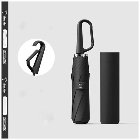 Ombrello Automatico Con Clip - Ombrello Da Viaggio Pieghevole Black - Foto 4