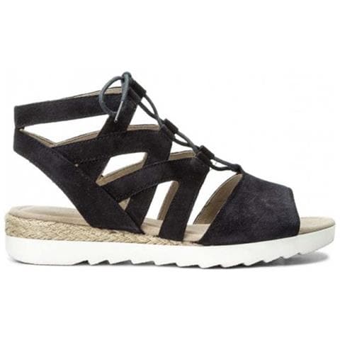 Sandali Stringati Da Donna In Pelle Blu Navy 37 - Foto 1