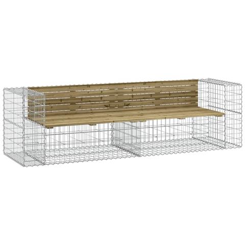 Panca da Giardino Design Gabbione 244x71x65,5cm Pino Impregnato - Foto 1