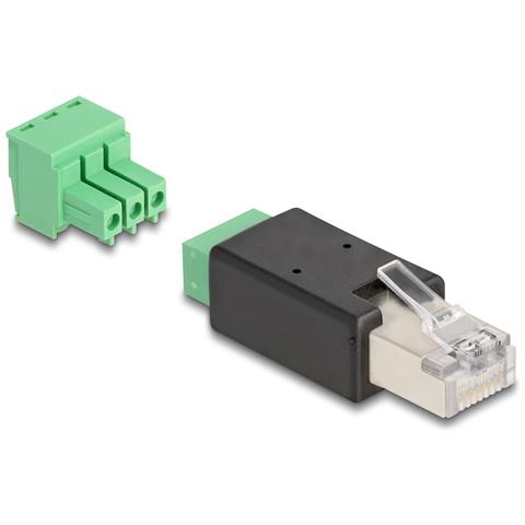 66607 adattatore per inversione del genere dei cavi RJ45 3 pin terminal block Nero, Verde - Foto 1