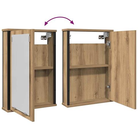 Mobile Bagno Specchio Rovere Artigianale 42x12x60 cm Truciolato - Foto 2