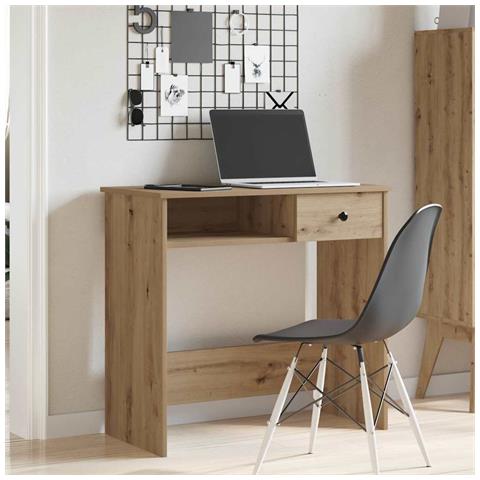 Scrivania Rovere Artigianale 80x40x75 Cm In Legno Multistrato - Foto 3