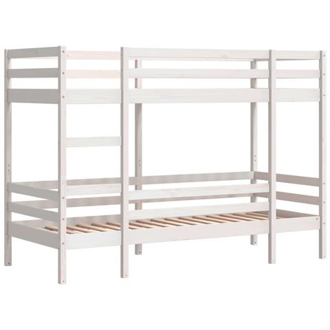 Letto A Castello Bianco 75x190 Cm In Legno Massello Di Pino - Foto 3