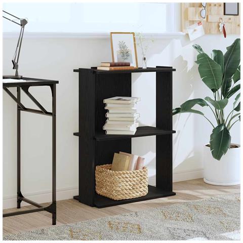 Libreria A 3 Ripiani Nera 60x30x80 Cm In Legno Multistrato - Foto 3