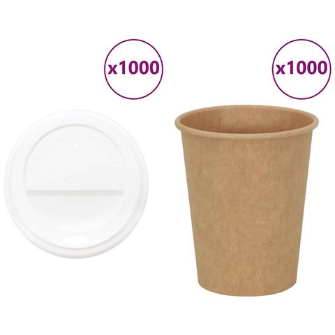 Tazze Da Caffè In Carta Con Coperchi 1000 Pz 8oz 200 Ml - Foto 1