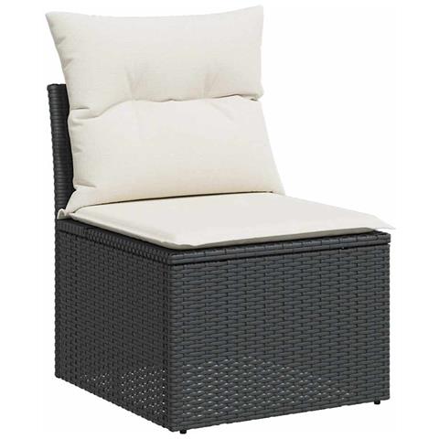 Set Divano Da Giardino 6 Pz Con Cuscini Nero Polyrattan Acacia - Foto 3