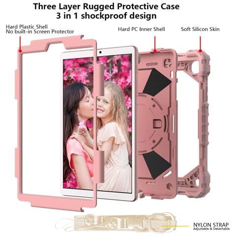Custodia Rotante 360° Per Ipad 10.2 Con Cinghia Regolabile - Rosa Elegante E Pratica - Foto 4