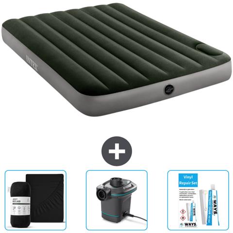 Set Materassino Gonfiabile - 191x137x25 Cm - Verde - Include Accessori Coordinati Cb8 - Foto 1