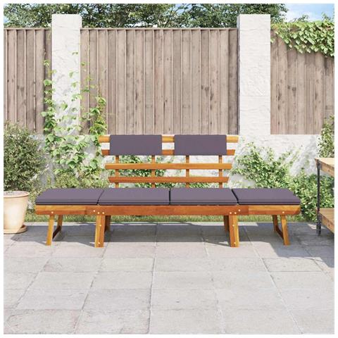 Lusso Casadino - Lettino Da Giardino 2 In 1 Con Cuscino 190 Cm Massello Acacia - Foto 2