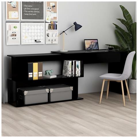 Lusso Casadino -  Scrivania Ad Angolo Nera 200x50x76 Cm In Legno Multistrato - Foto 7