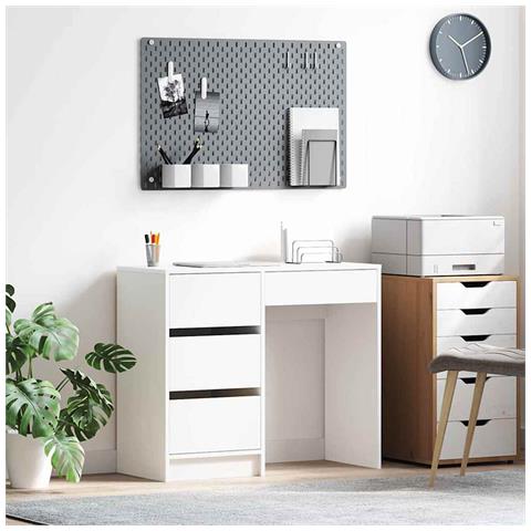 Scrivania Bianca Bianca MDF Media Archiviazione - Foto 2