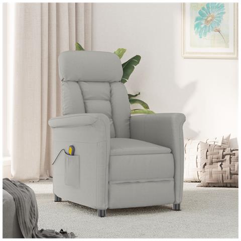 Poltrona Massaggiante  Grigio Chiaro in Tessuto Microfibra - Foto 2