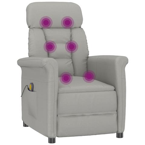 Poltrona Massaggiante  Grigio Chiaro in Tessuto Microfibra - Foto 9