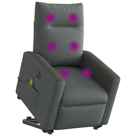 Poltrona Alzapersona Massaggi Elettrica Grigio Scuro Tessuto - Foto 2