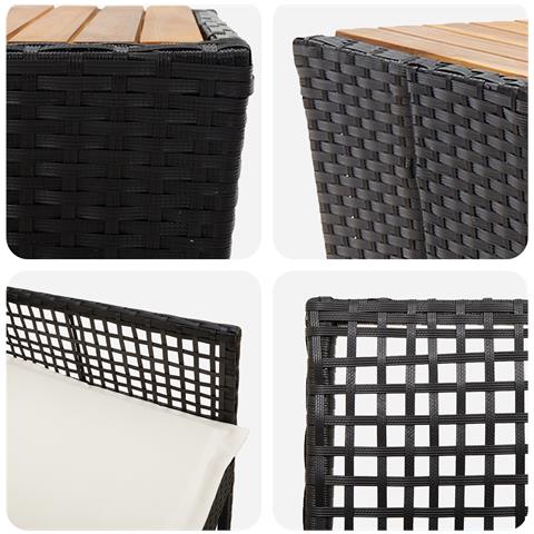 Set da Giardino Bistro 3 Pezzi con Cuscini Nero Rattan Sintetico - Foto 9