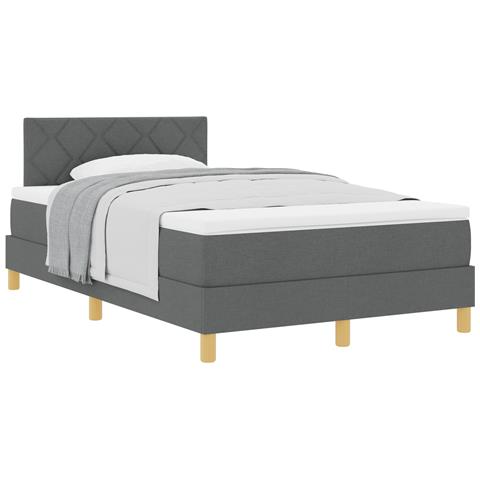 Letto con Rete a Molla con Materasso Grigio Scuro 120x190 cm Tessuto - Foto 1