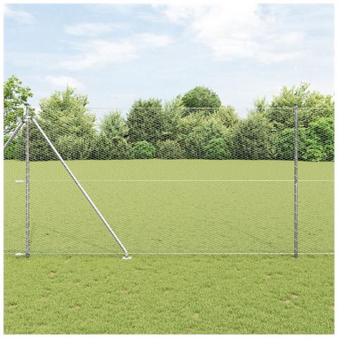 Recinzione a Esagono  1,5x50 m Acciaio Zincato, Paletti per Recinzione  con Punta 13 pcs Ø32 mm 170 cm Acciaio Zincato - Foto 2