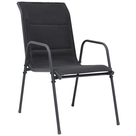 Sedie Da Giardino Impilabili 2 Pz In Acciaio E Textilene Nere - Foto 1